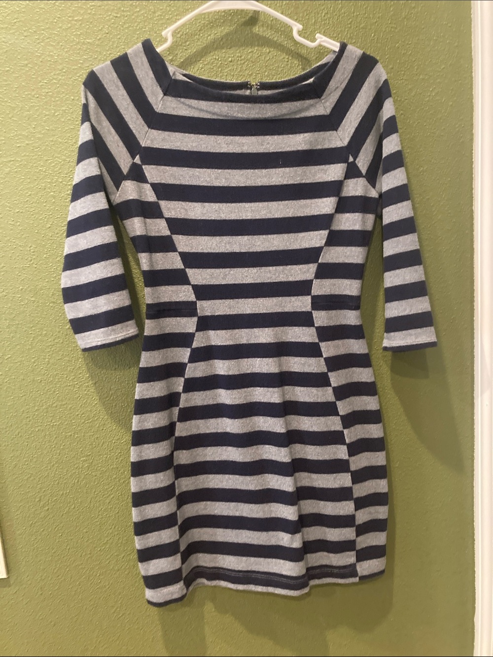 GAP Navy and Gray Striped Boatneck Sweater Dress